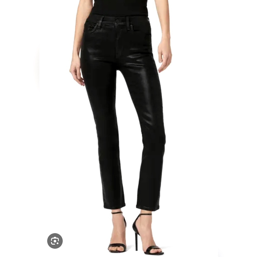 Hudson jeans, Barbara Coated High Waist Ankle Straight Leg Jean, 27, blackEUC